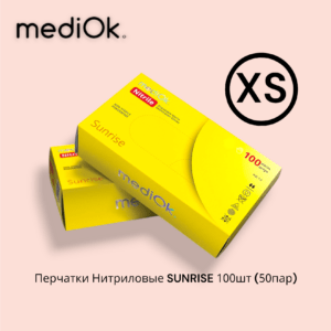 MediOk Перчатки Нитриловые "ЖЕЛТЫЕ" SUNRISE XS 50 пар/уп. (3,5 гр.)