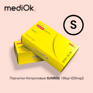 MediOk Перчатки Нитриловые "ЖЕЛТЫЕ" SUNRISE S 50 пар/уп. (3,5 гр.)