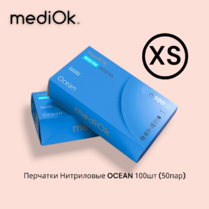 MediOk Перчатки Нитриловые ГОЛУБЫЕ XS 50 пар/уп.(3.5 гр.)