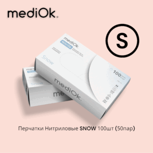 MediOk Перчатки Нитриловые "БЕЛЫЕ" SNOW S 50 пар/уп. (3.5 гр.)