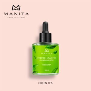 Масло для кутикулы MANITA PROFESSIONAL сухое укрепляющее с шиммером GREEN TEA 50 ml
