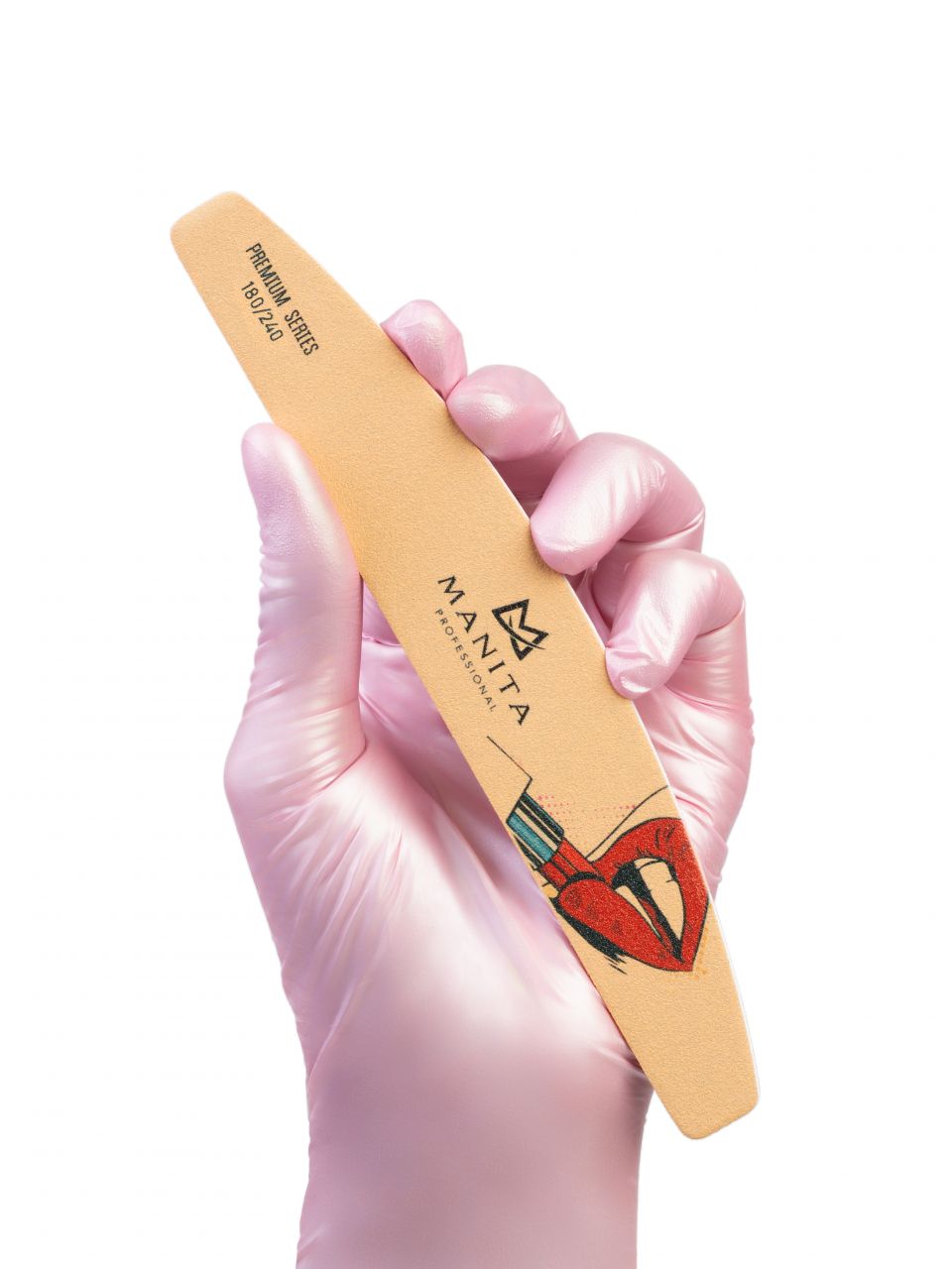 MANITA PROFESSIONAL Пилка для ногтей Лодка РREMIUM ГУБЫ ПЕСОЧНАЯ 180/240 грит (арт.МР628)